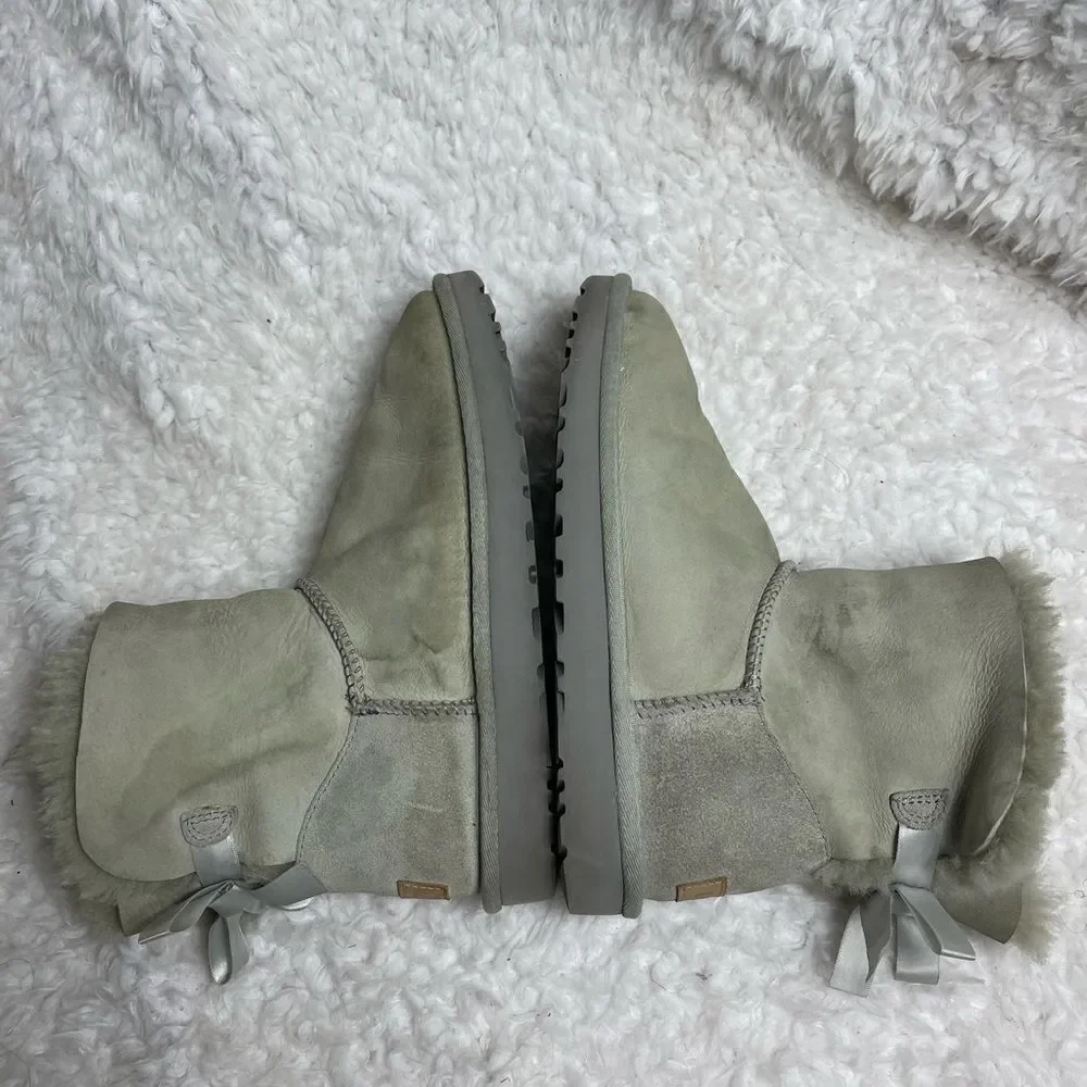 Ugg Baley short boots leather gray suede short boots with sheep skin lin…